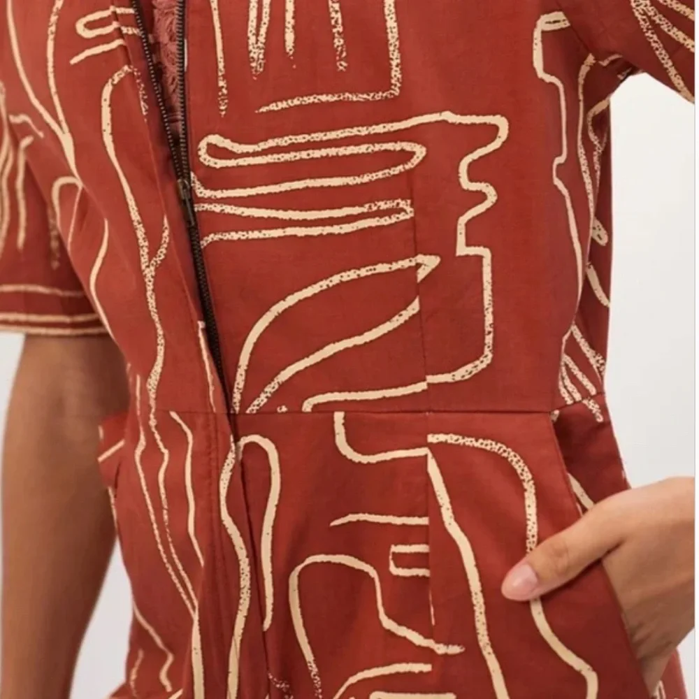 Kami Abstract Boho Peasant Shape Wide Leg Modern Hipster Shabby Hippie Jumpsuit